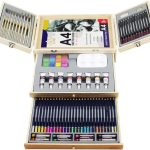 Deluxe Art Supplies, 88 Pieces Art Set in Portable Wooden Case, with 2 Drawing Books and 4 Canvas Panels, Professional Art Set for Painting & Drawing, Art Kit for Kids, Teens and Adults/Gift